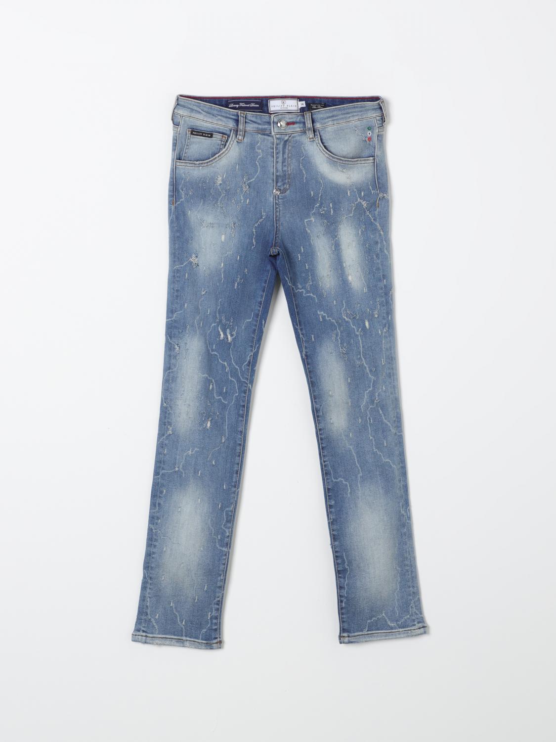 Shop Philipp Plein Jeans  Kids Color Blue