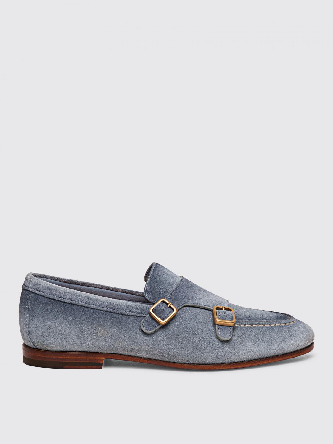 Shop Santoni Loafers  Men Color Sky Blue In 天蓝色