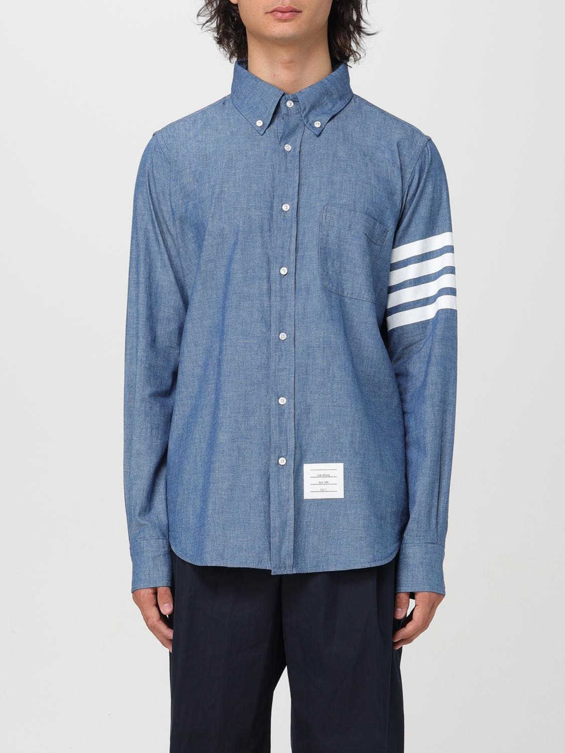 Shop Thom Browne Shirt  Men Color Denim In 牛仔布