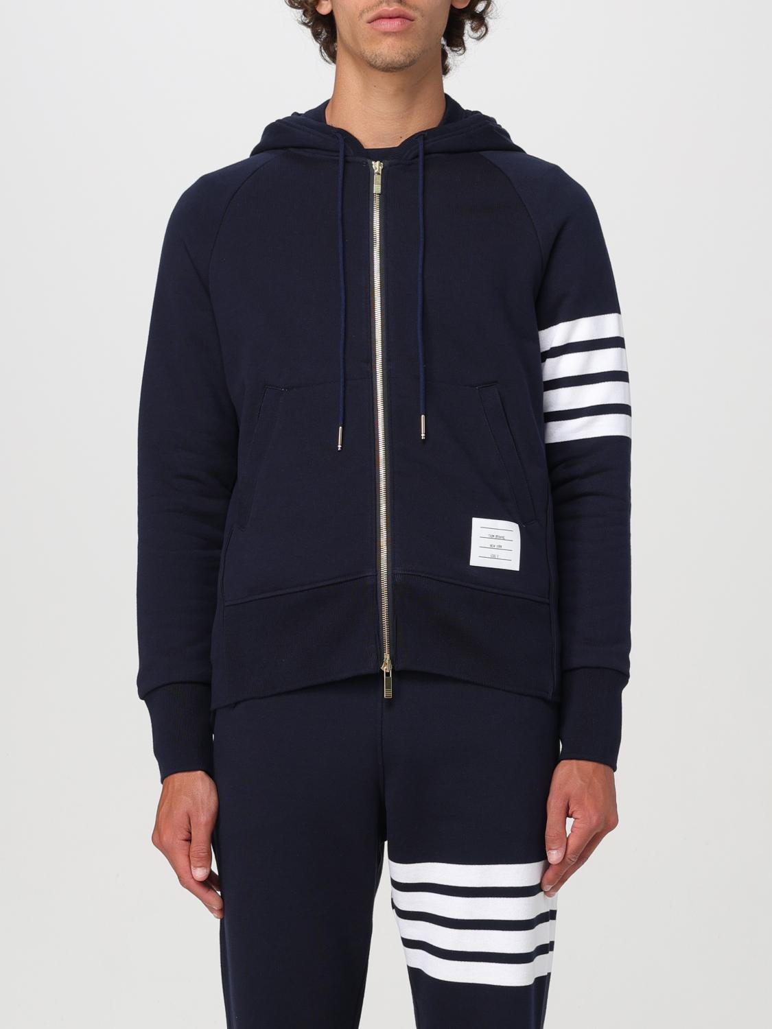Thom Browne Slim-fit Striped Loopback Cotton-jersey Zip-up Hoodie In Blue