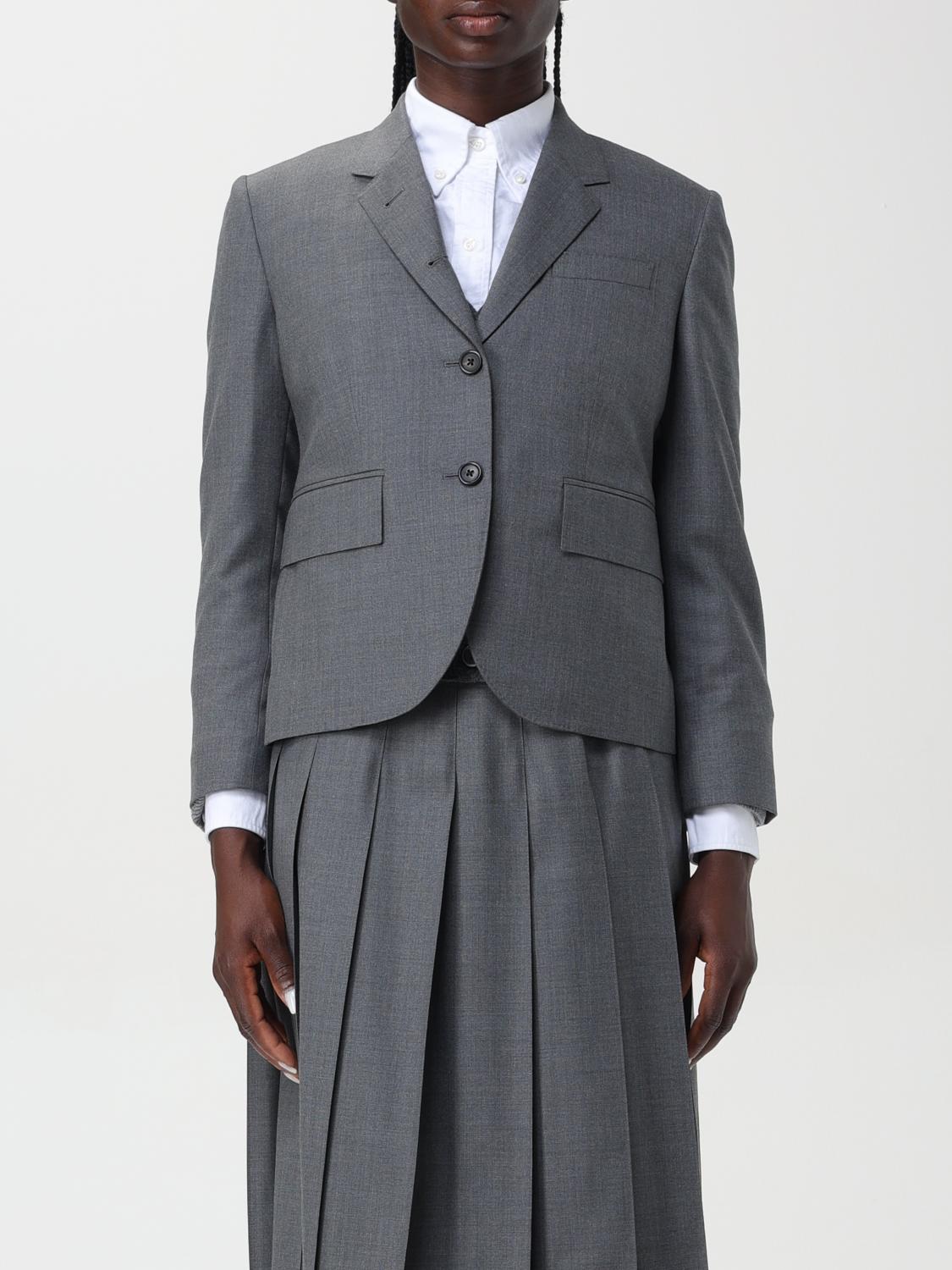 Shop Thom Browne Blazer  Woman Color Grey 1