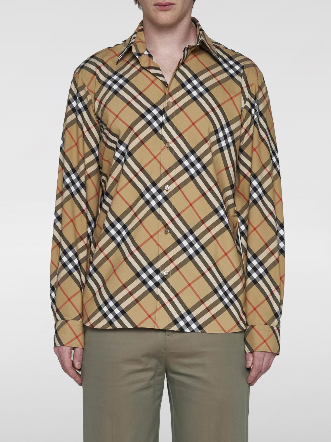 Shop Burberry Shirt  Men Color Beige In 米色