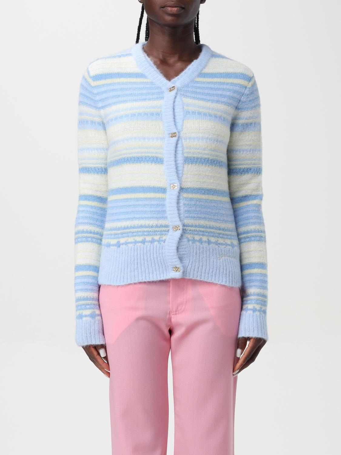 Shop Ganni Cardigan  Woman Color Gnawed Blue