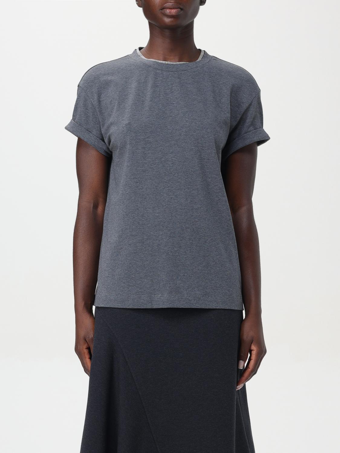 Shop Brunello Cucinelli T-shirt  Woman Color Grey