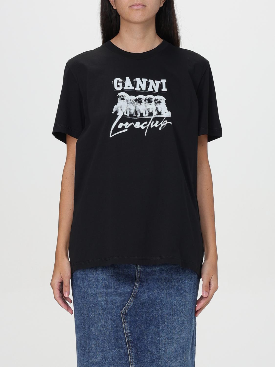 Shop Ganni T-shirt  Woman Color Black