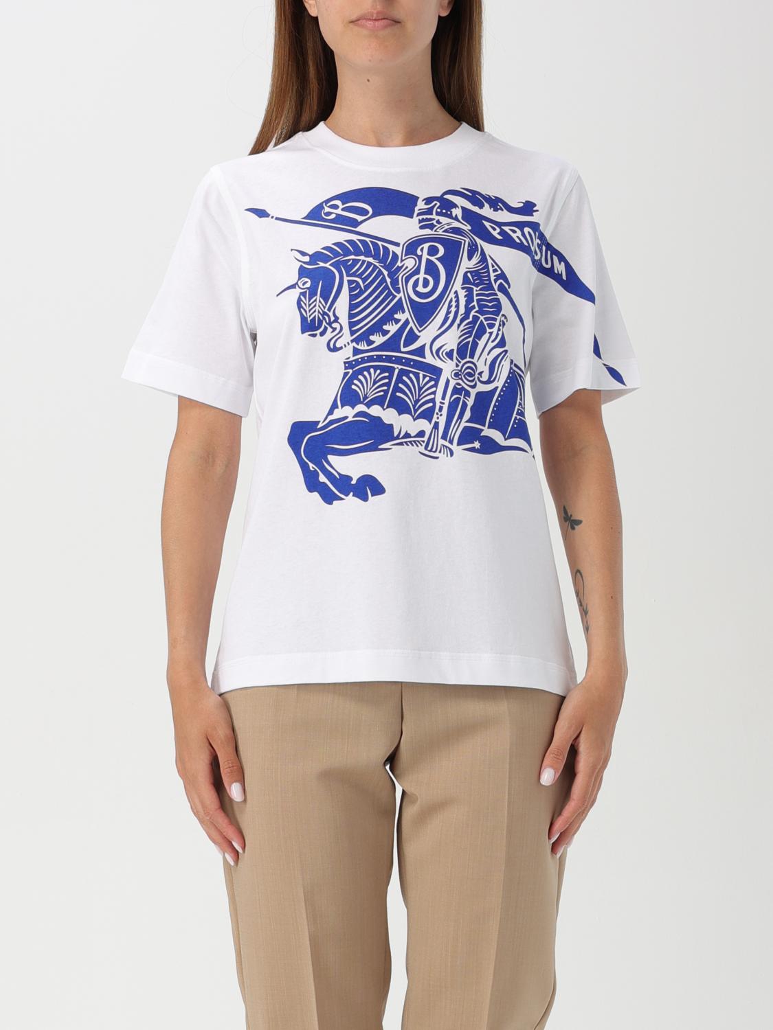 Shop Burberry T-shirt  Woman Color White In 白色