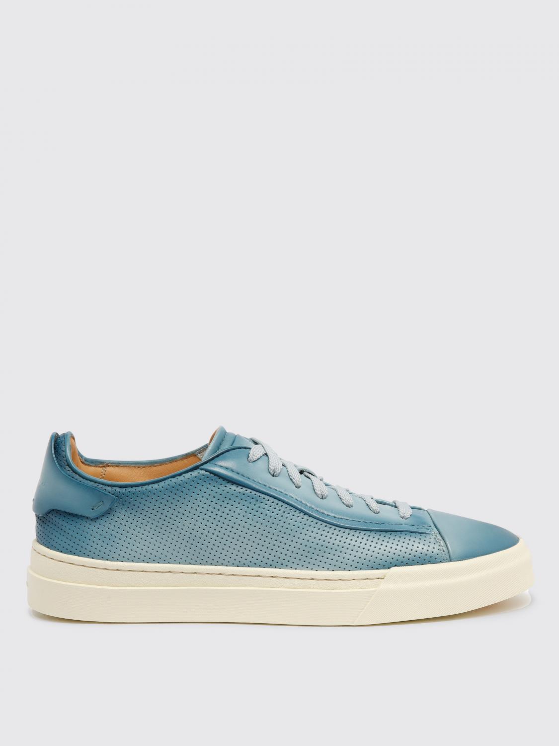 Shop Santoni Sneakers  Men Color Sky Blue In 天蓝色