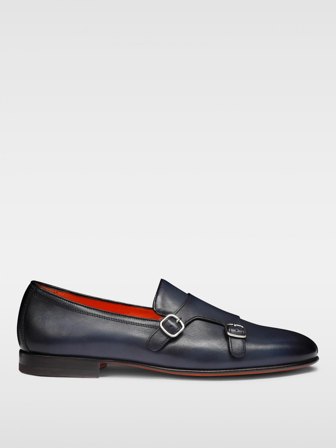 Shop Santoni Loafers  Men Color Blue In 蓝色