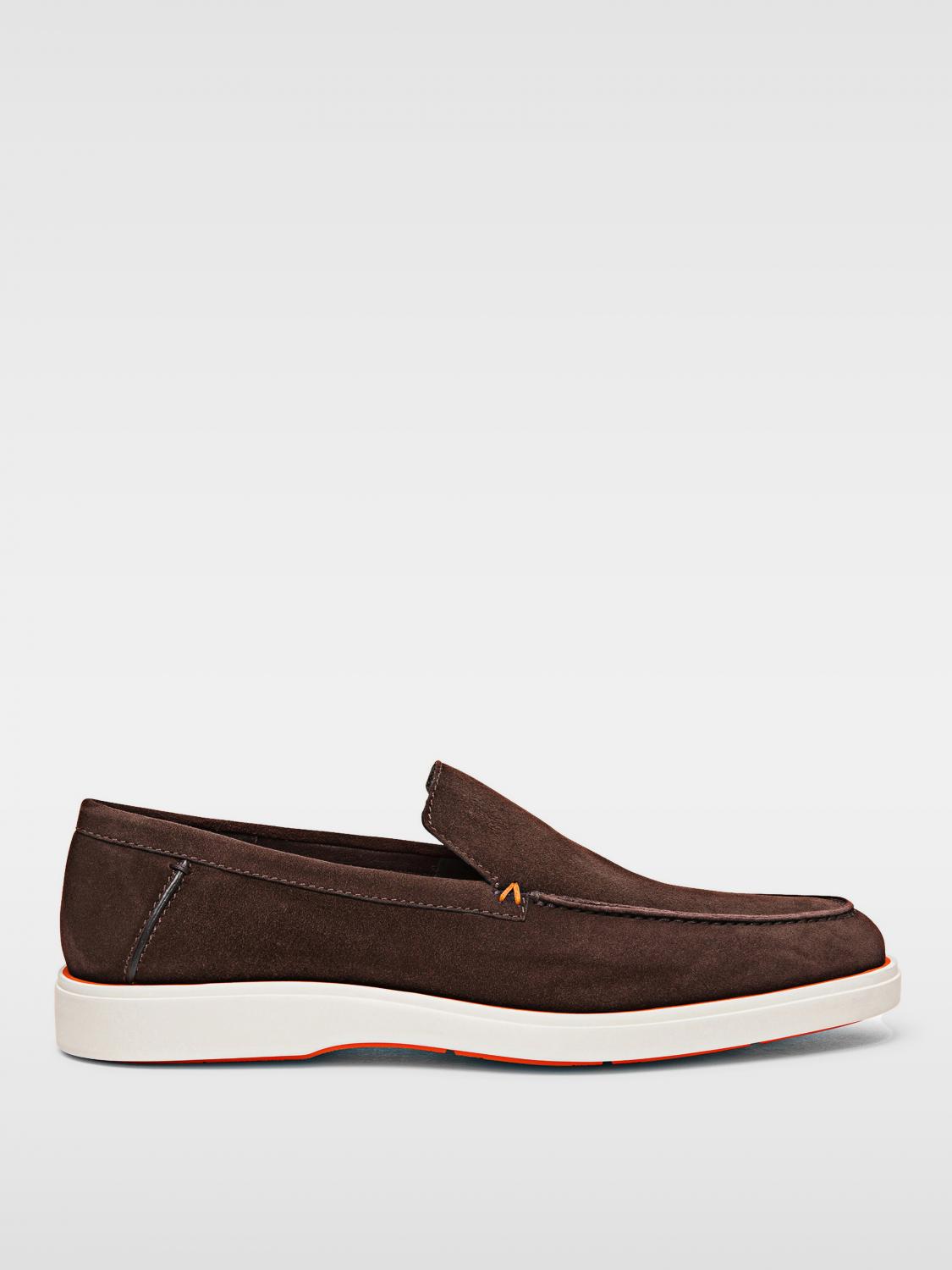 Santoni Suede Detroit Low-top Loafers In 棕色