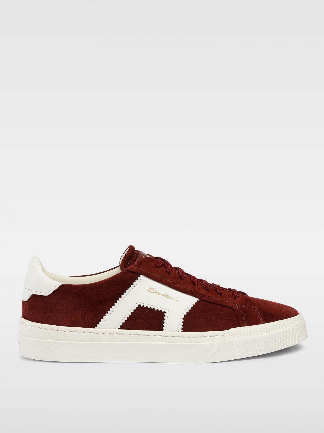 Shop Santoni Sneakers  Men Color Burgundy In 酒红