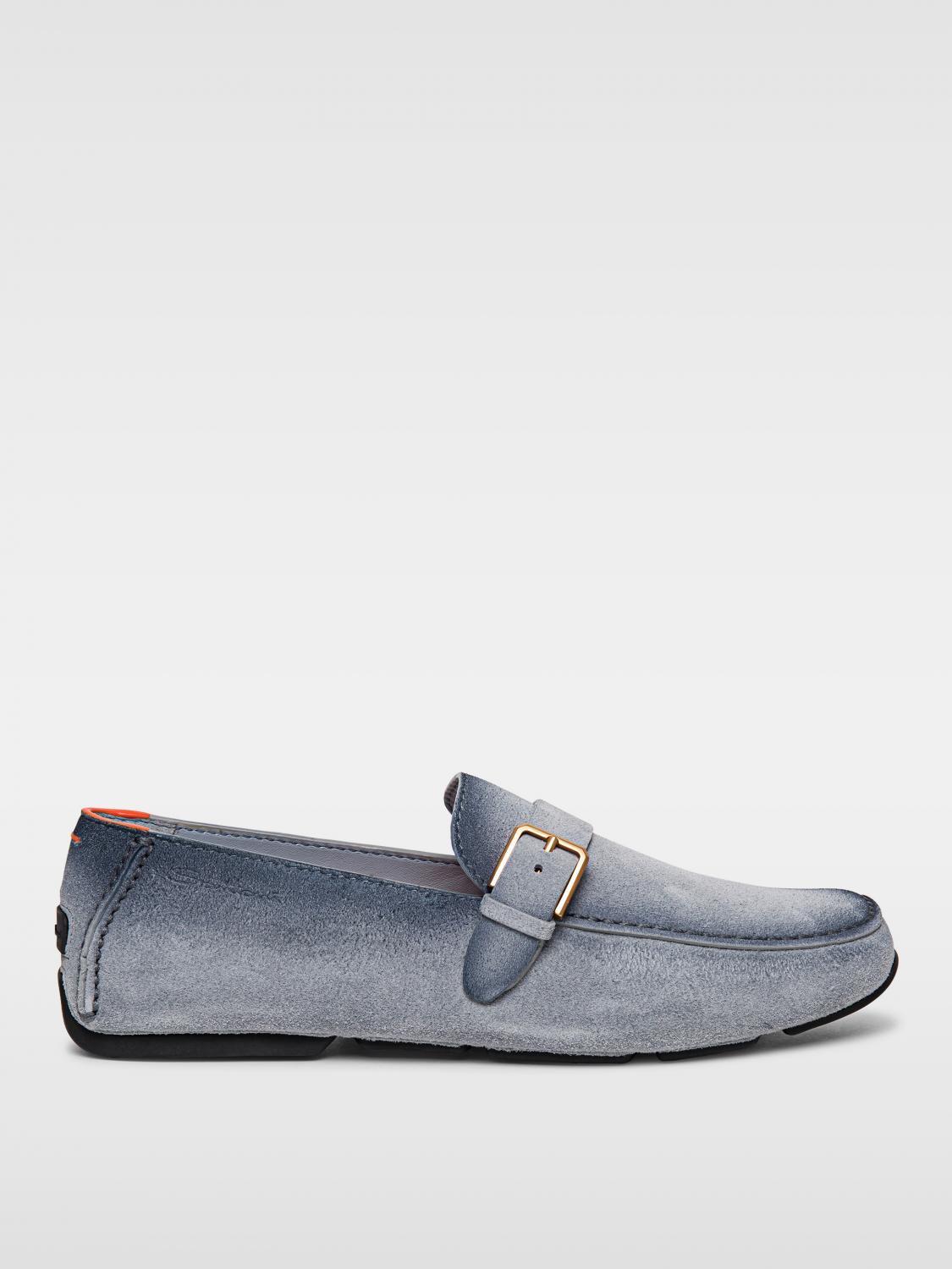 Shop Santoni Loafers  Men Color Sky Blue In 天蓝色