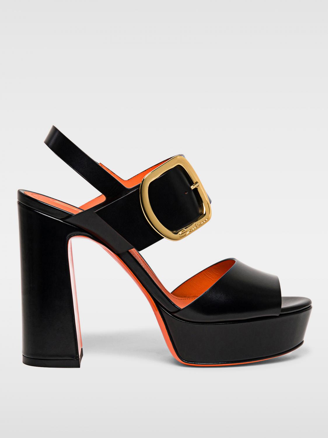 Shop Santoni Heeled Sandals  Woman Color Black In 黑色