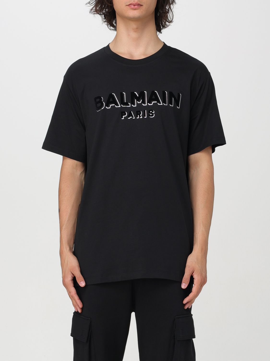 Shop Balmain T-shirt  Men Color Black 1
