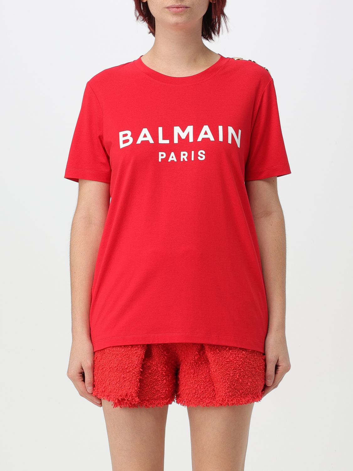 Shop Balmain T-shirt  Woman Color Red In Rot