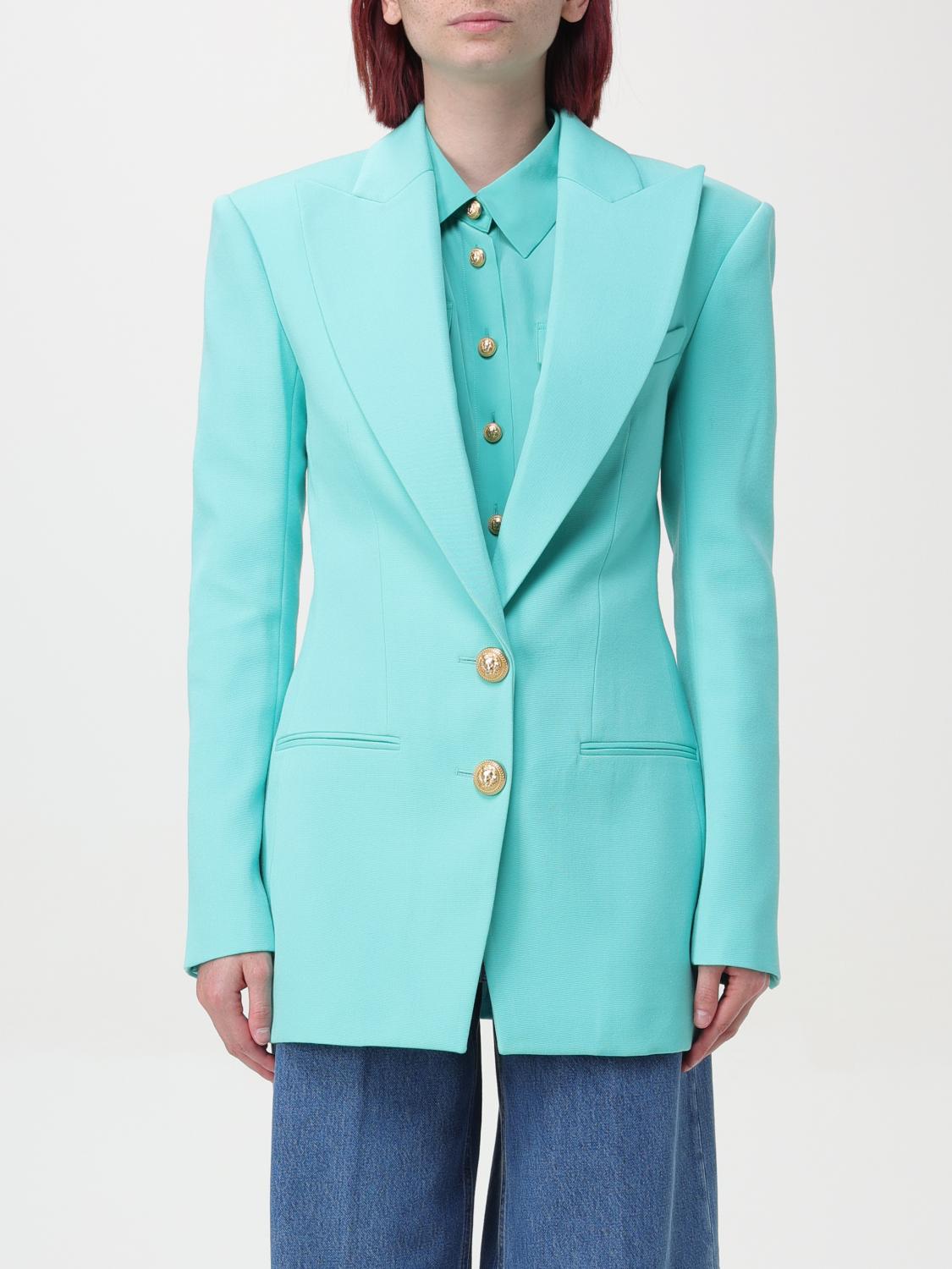 Shop Balmain Blazer  Woman Color Blue In 蓝色