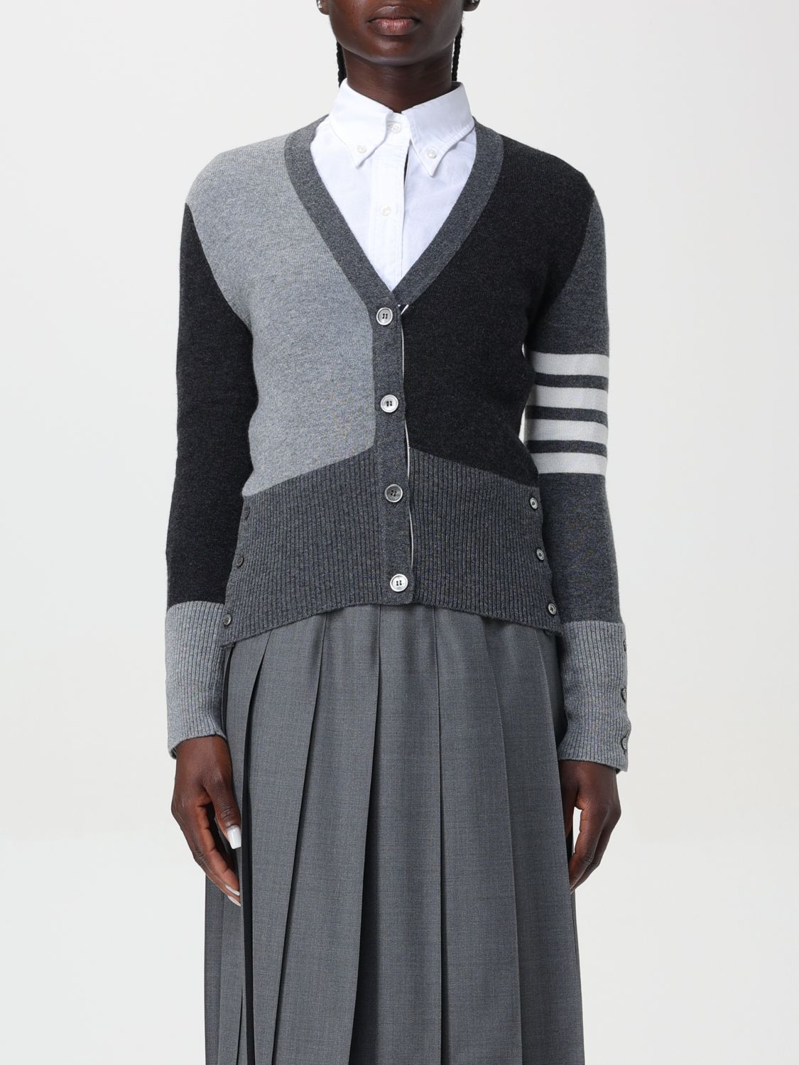 Shop Thom Browne Cardigan  Woman Color Grey