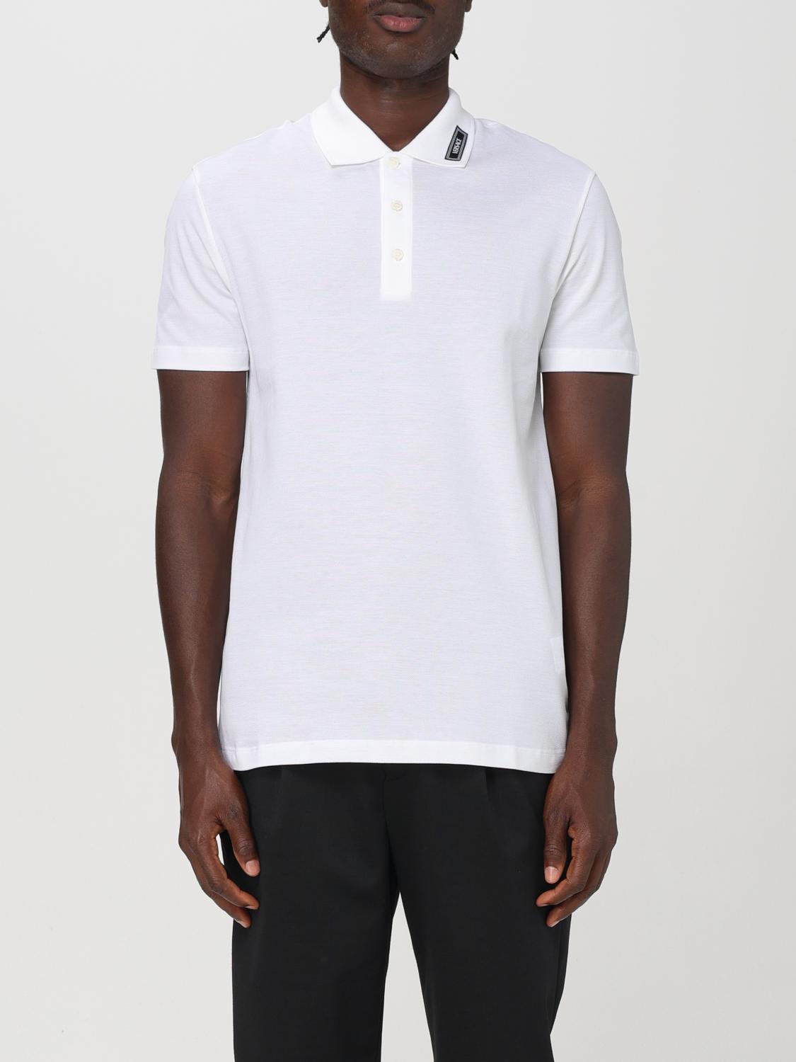 Shop Versace Polo Shirt  Men Color White In Weiss