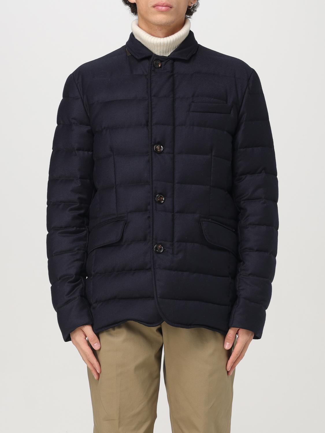 Moorer Padded And Quilted Jacket With Lined Collar In Blau 1