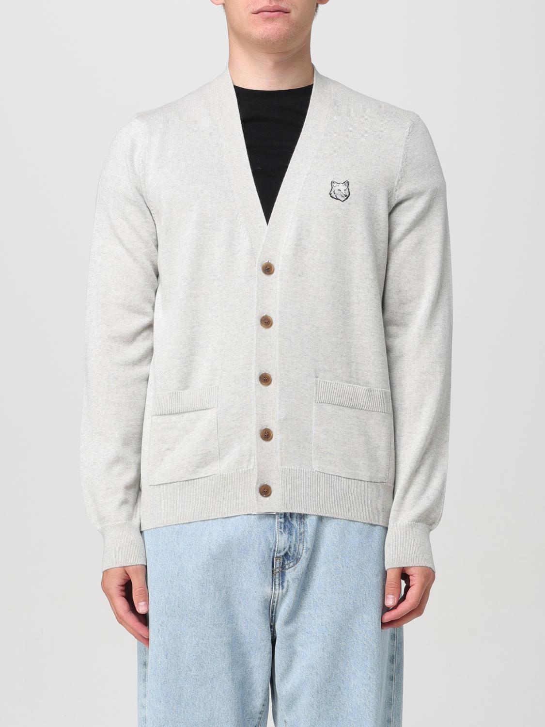 Shop Maison Kitsuné Cardigan  Men Color Grey