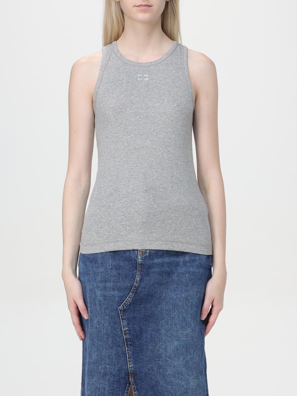 Shop Ganni Top  Woman Color Grey In 灰色