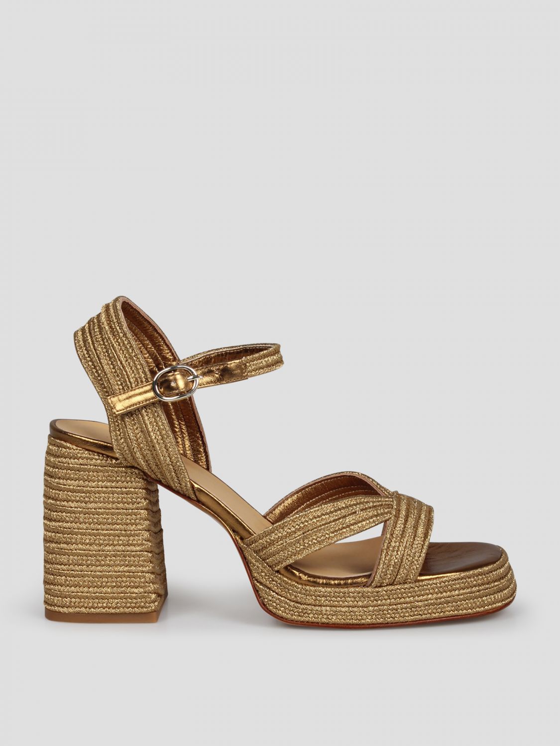 Shop Castaã±er Heeled Sandals Castañer Woman Color Gold