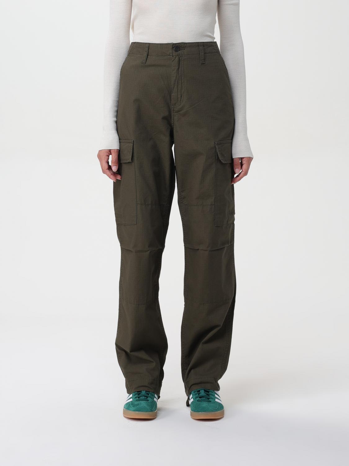 Shop Carhartt Pants  Wip Woman Color Pea Green In Erbsengrün