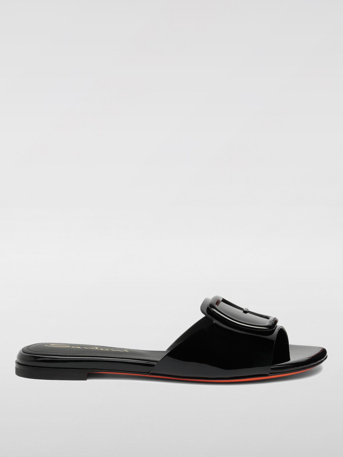 Shop Santoni Flat Sandals  Woman Color Black In 黑色