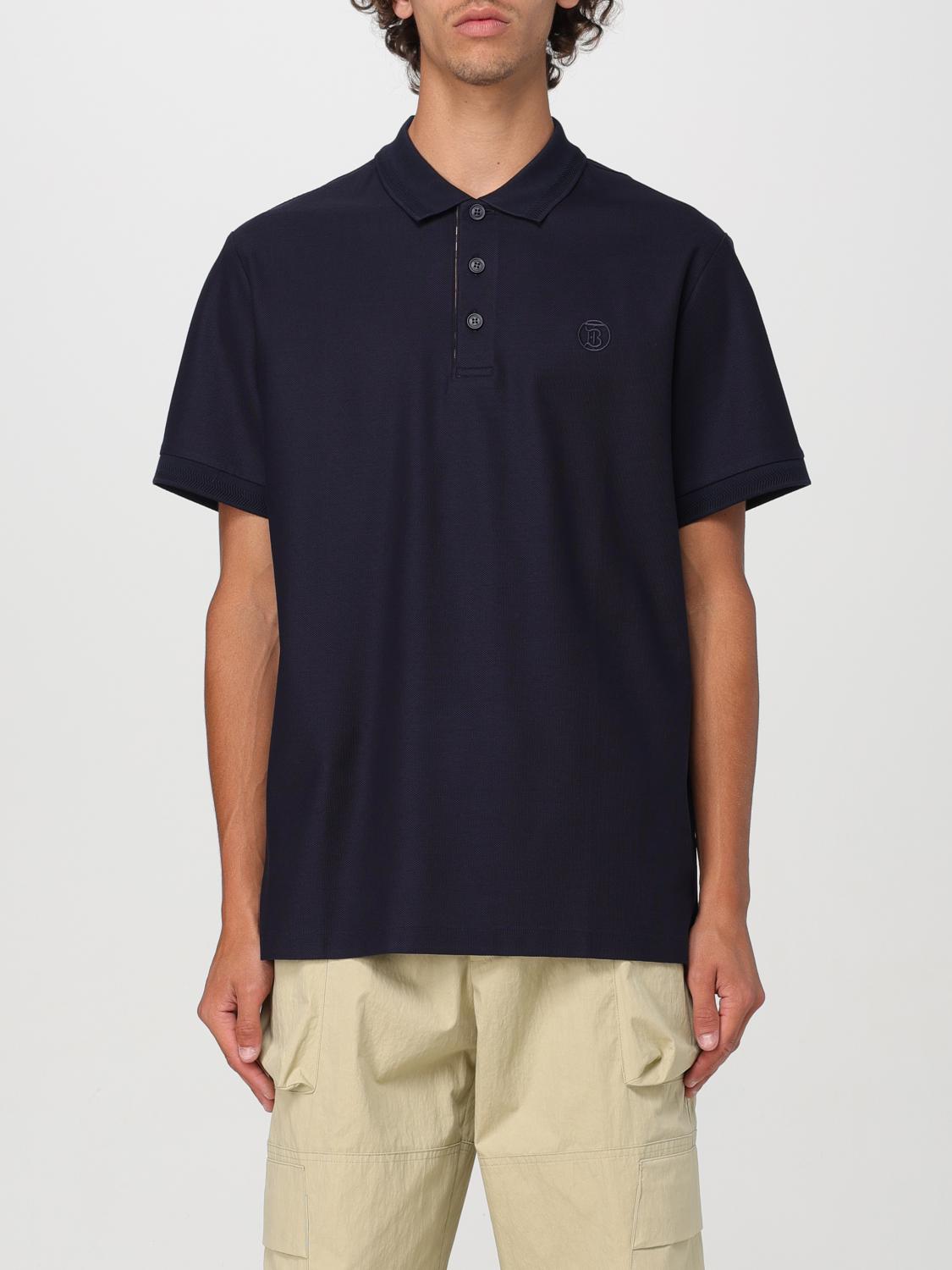 Shop Burberry Polo Shirt  Men Color Blue In Blau