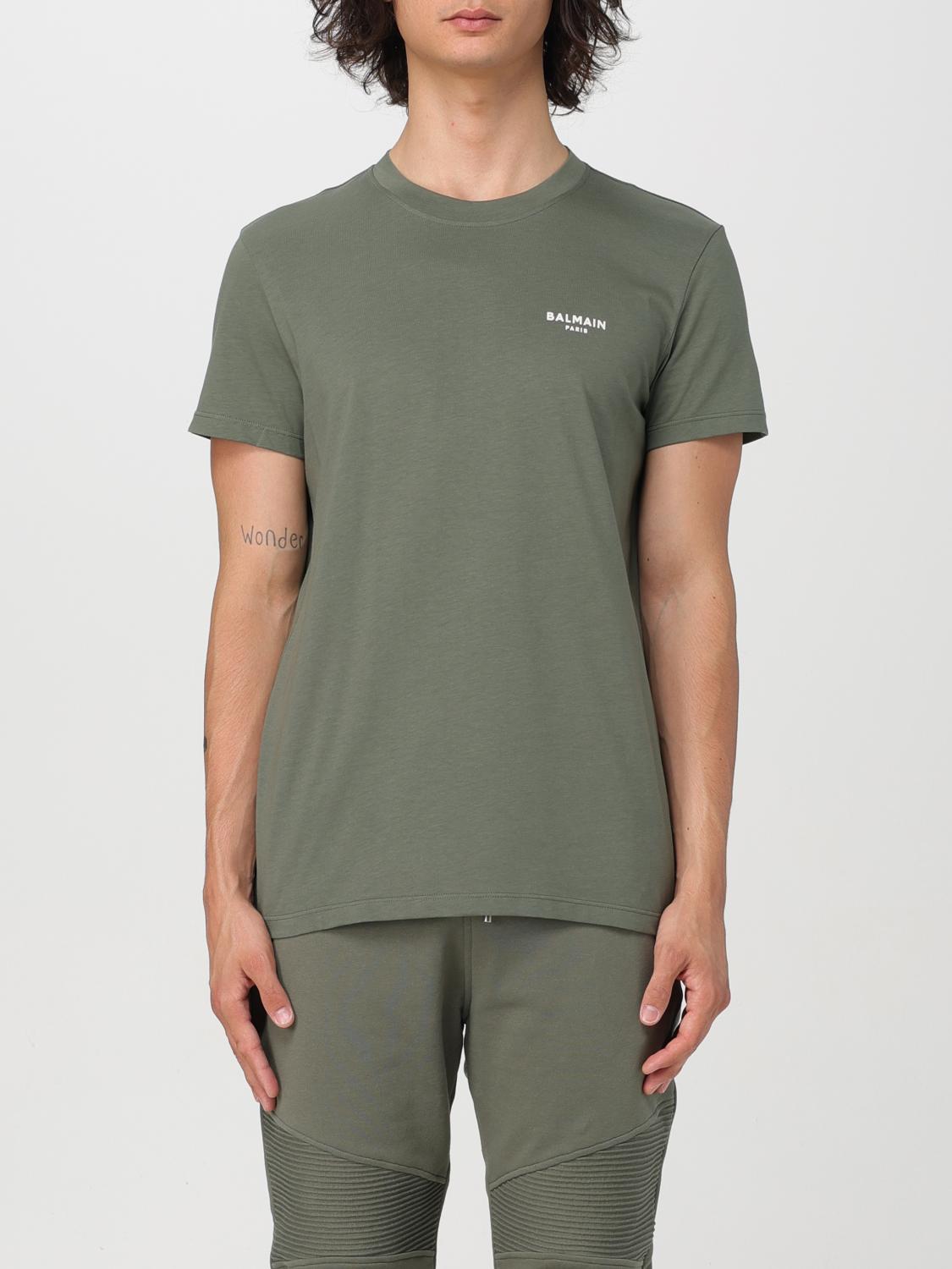 Shop Balmain T-shirt  Men Color Kaki