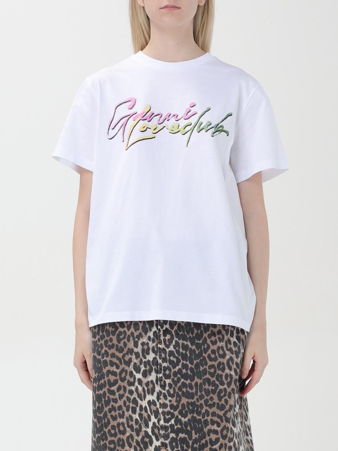 Shop Ganni T-shirt  Woman Color White In 白色