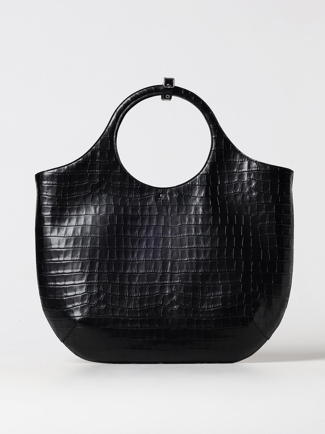 Shop Courrèges Tote Bags  Woman Color Black In 黑色