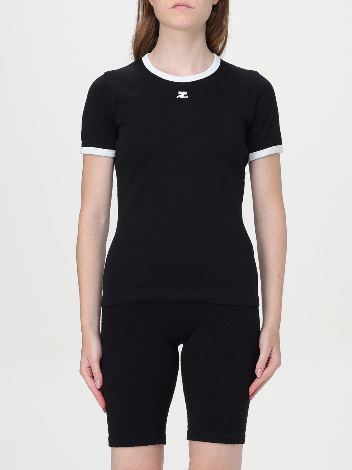 Shop Courrèges T-shirt  Woman Color Black