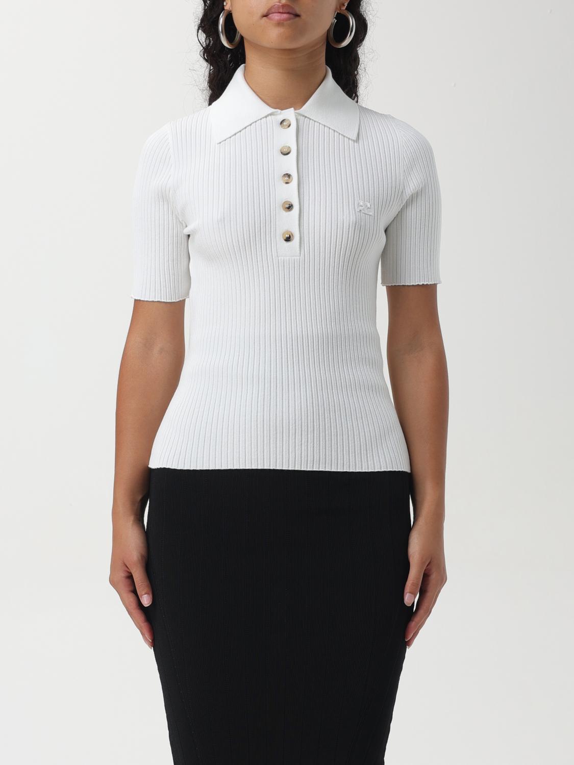 Shop Courrèges Polo Shirt  Woman Color White In Weiss