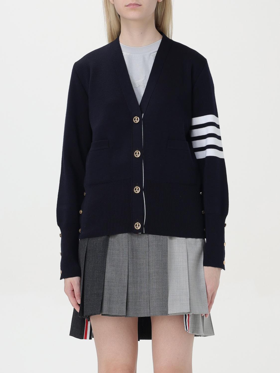 Shop Thom Browne Cardigan  Woman Color Blue In 蓝色