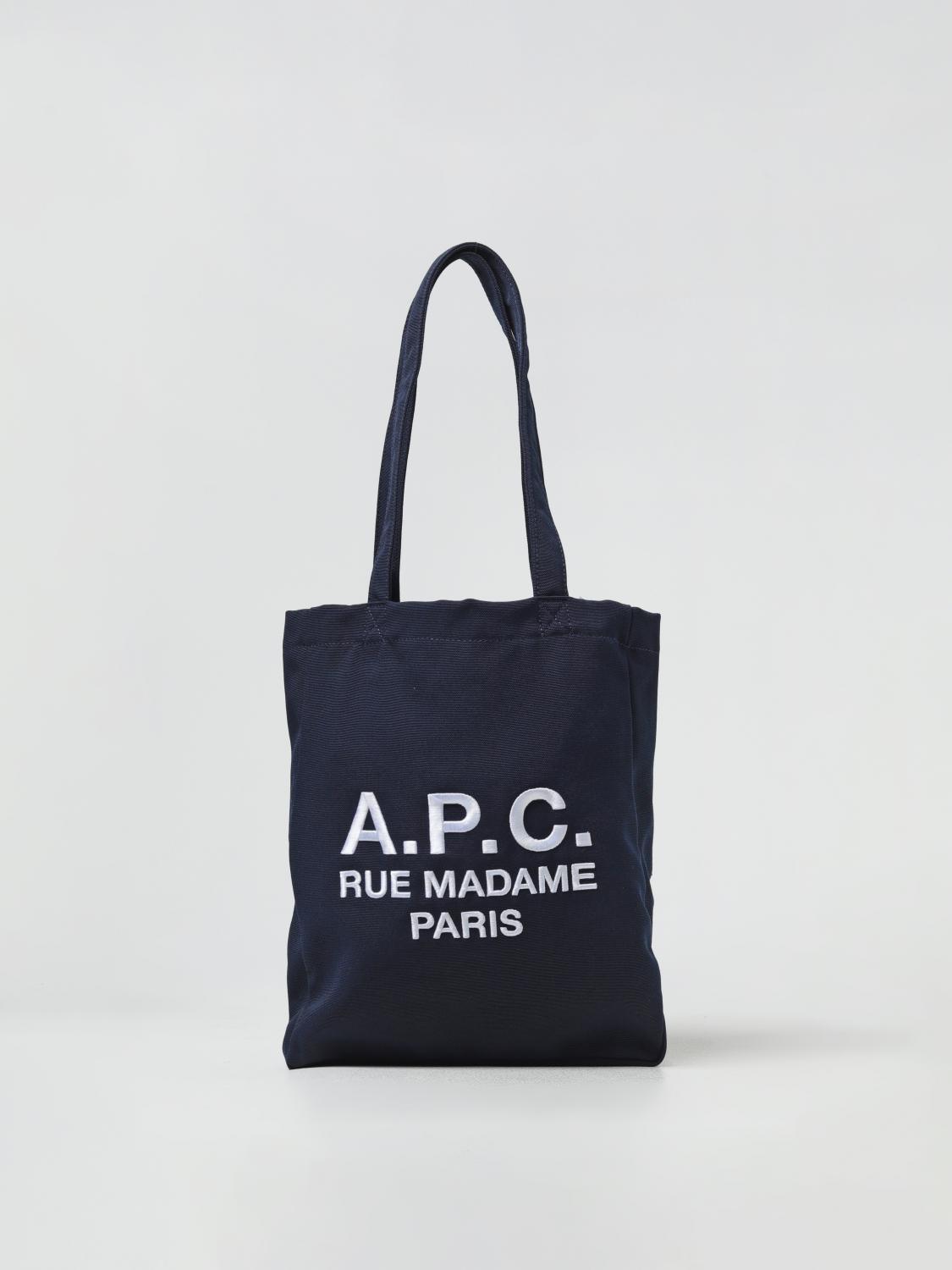 Apc A.p.c. Navy Blue Canvas Lou Rue Madame Shopping Bag In 蓝色