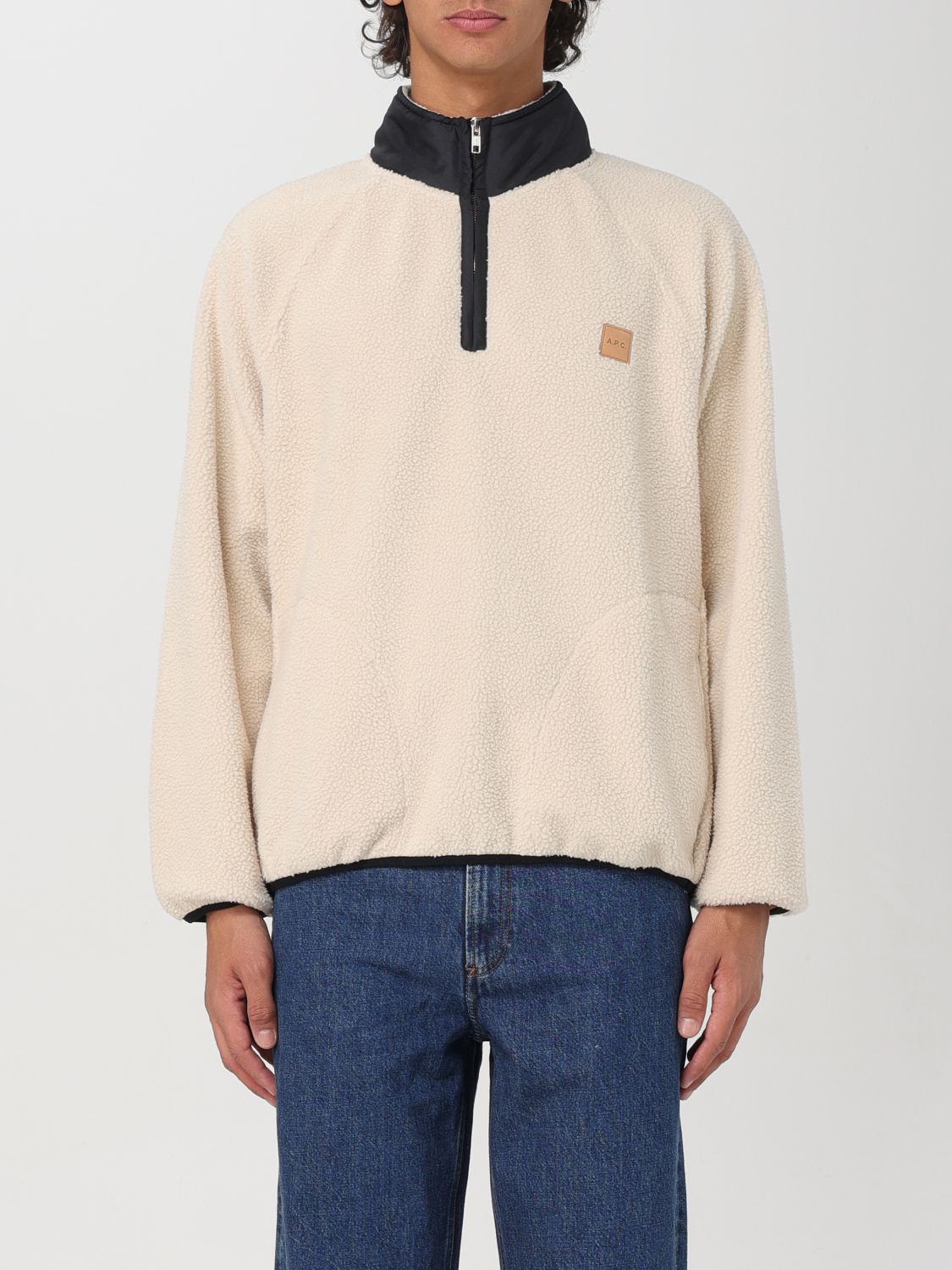 Shop Apc Sweatshirt A.p.c. Men Color Beige