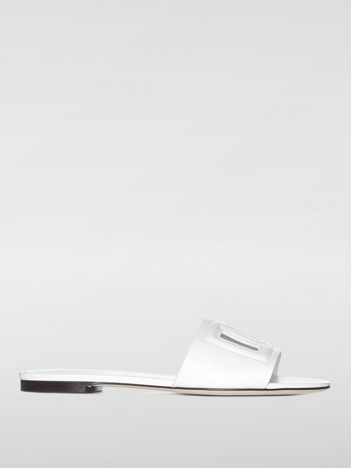 Shop Dolce & Gabbana Flat Sandals  Woman Color White