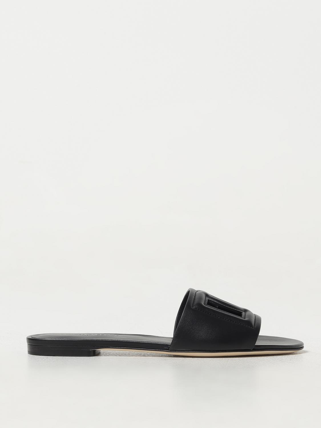 Shop Dolce & Gabbana Flat Sandals  Woman Color Black In 黑色