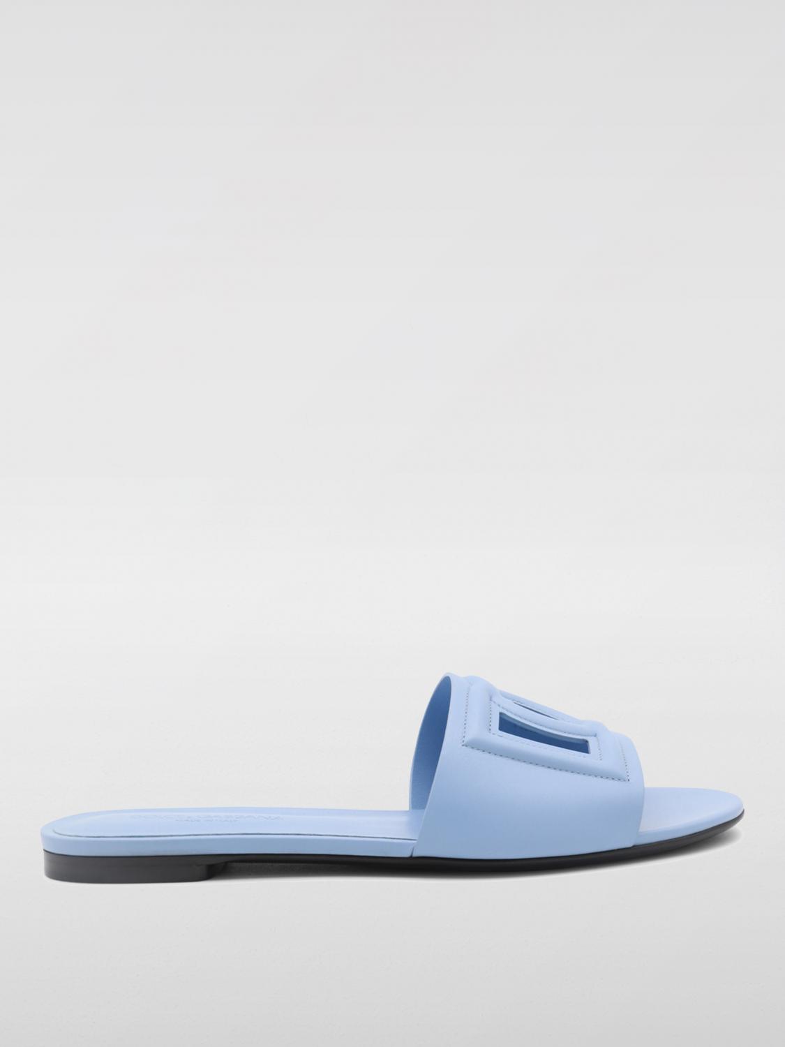 Shop Dolce & Gabbana Flat Sandals  Woman Color Gnawed Blue In Hellblau