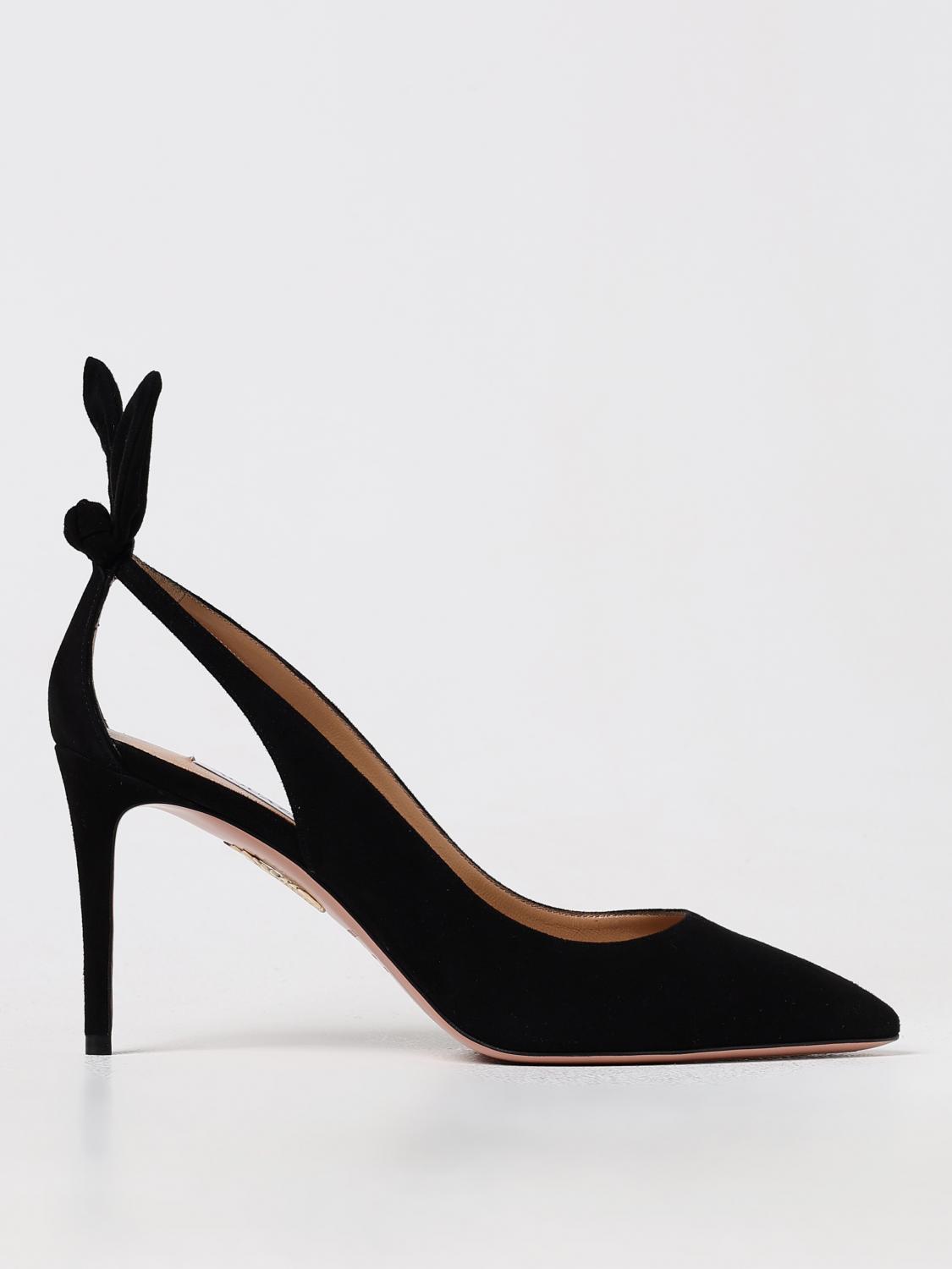 Aquazzura Aquazzurra Woman's Deneuve Black Suede Pumps In 黑色