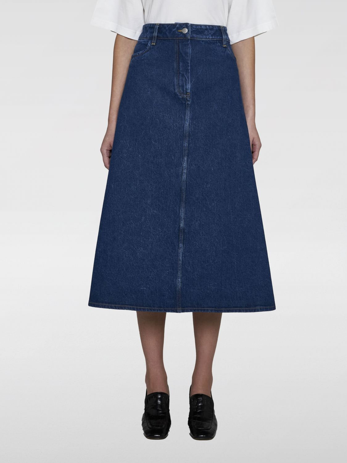 Shop Studio Nicholson Skirt  Woman Color Indigo In 靛蓝色