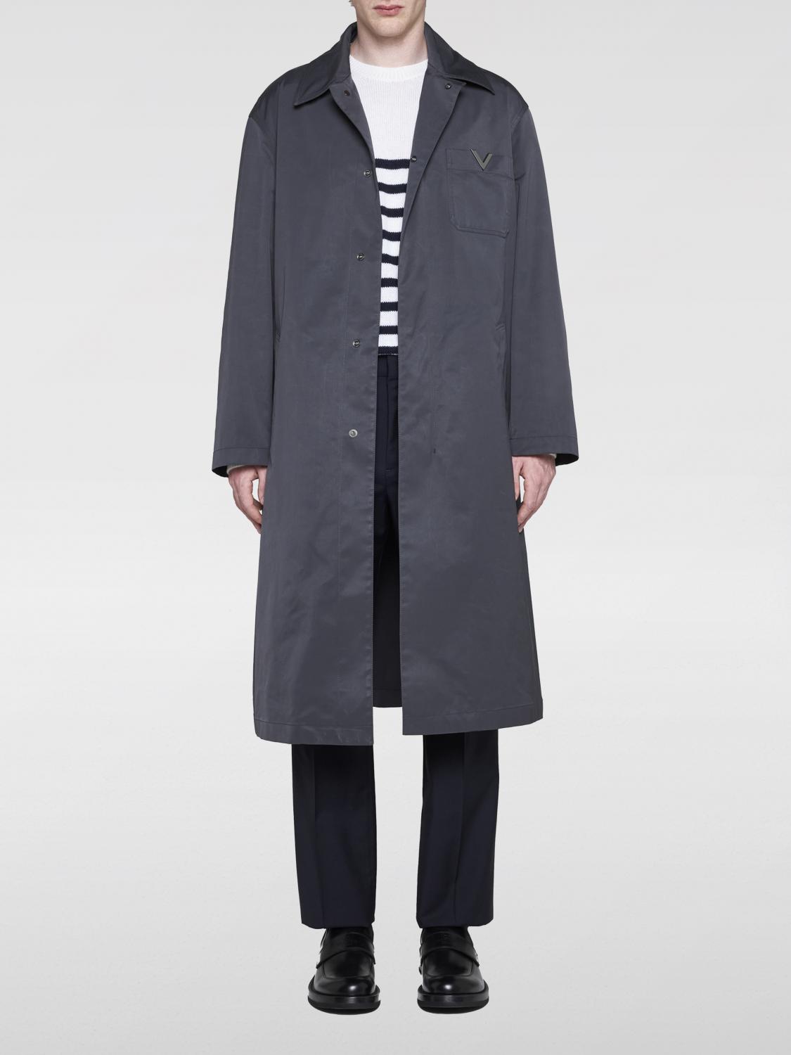 Shop Valentino Trench Coat  Men Color Grey In 灰色