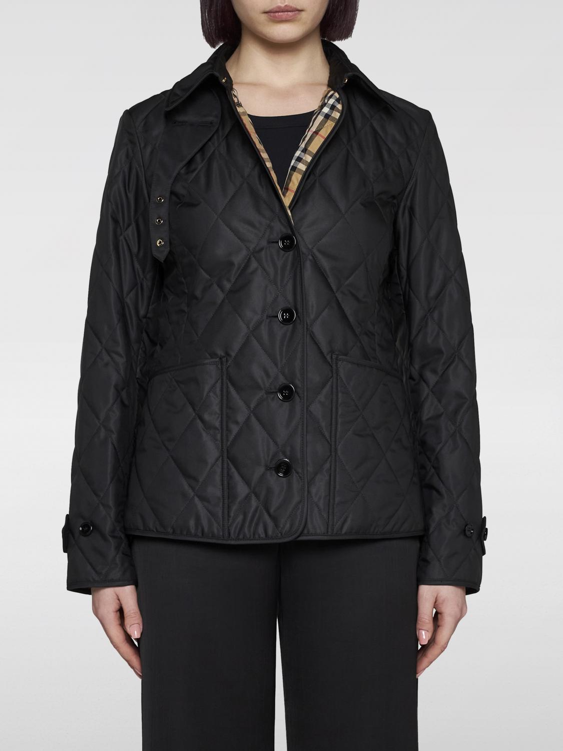 Shop Burberry Jacket  Woman Color Black In 黑色