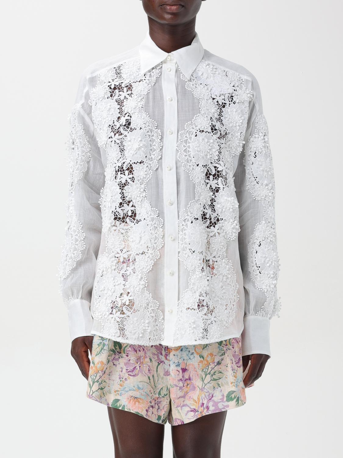 Shop Zimmermann Shirt  Woman Color Ivory In 象牙色