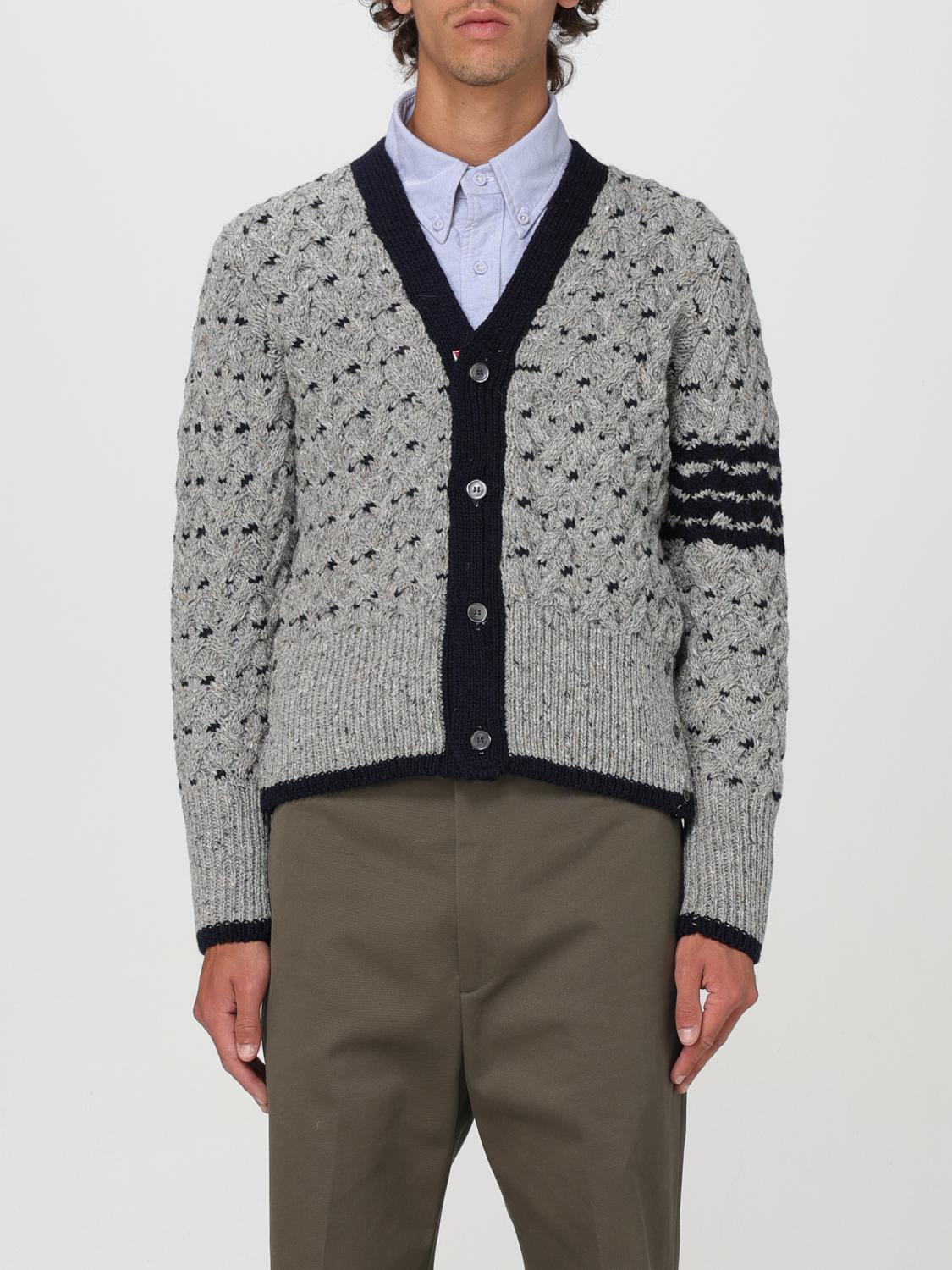 Shop Thom Browne Cardigan  Men Color Grey In 灰色