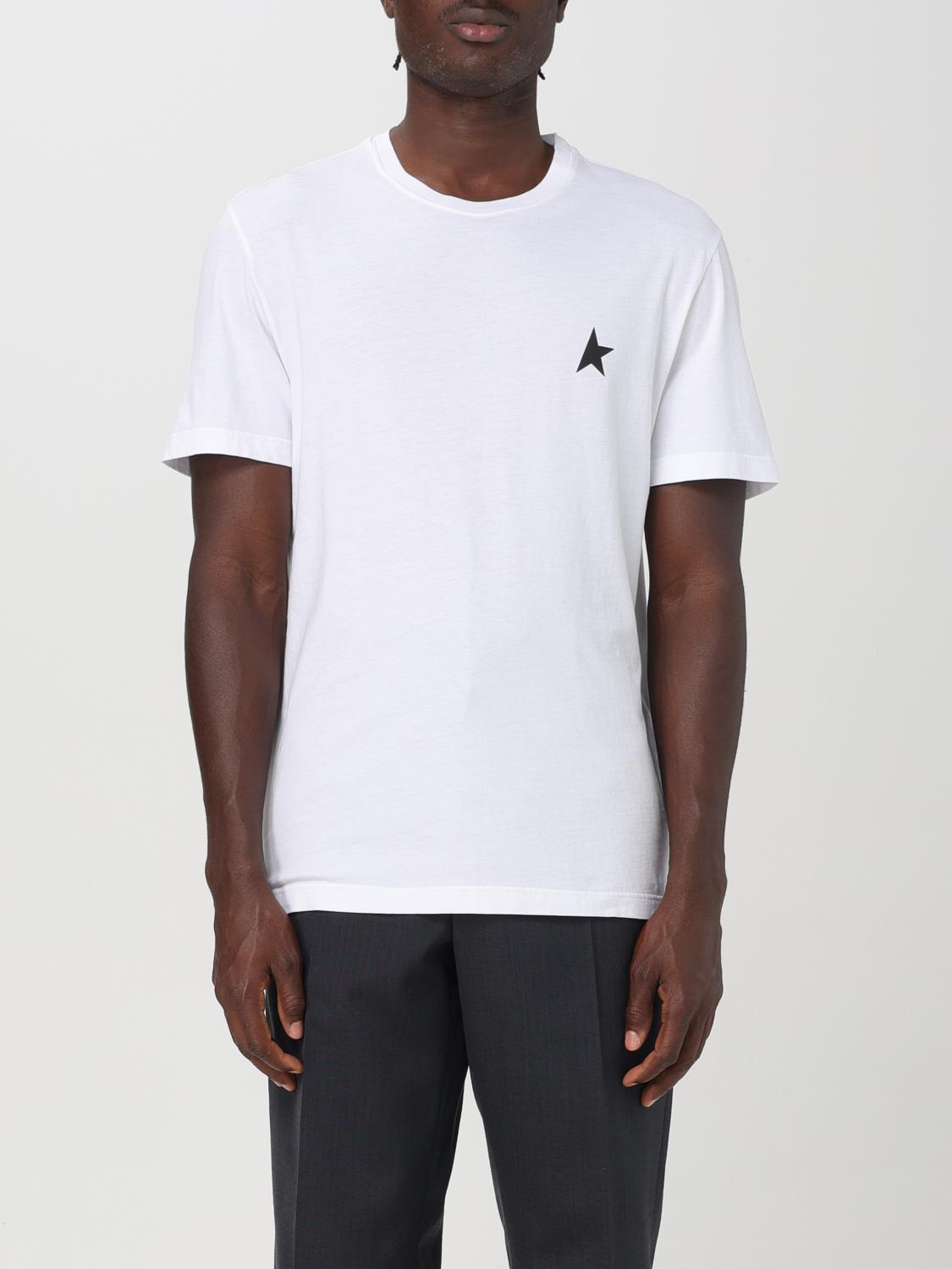 Golden Goose White T-shirt With Round Neck And One Star Logo Print On The Front In Cotton Man