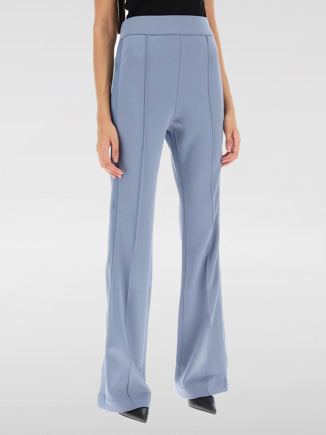 Shop Fendi Pants  Woman Color Blue In Blau