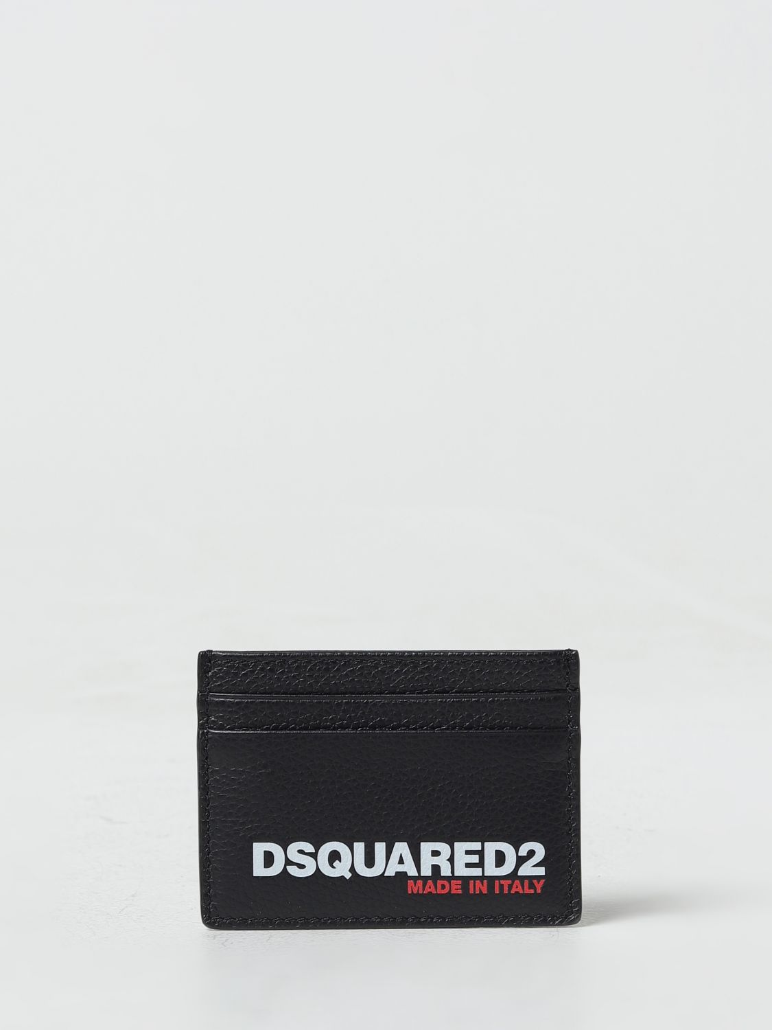 Dsquared2 Grained Leather Credit Card Holder In Black
