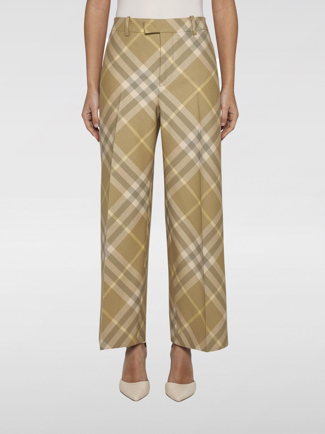 Shop Burberry Pants  Woman Color Beige In 米色