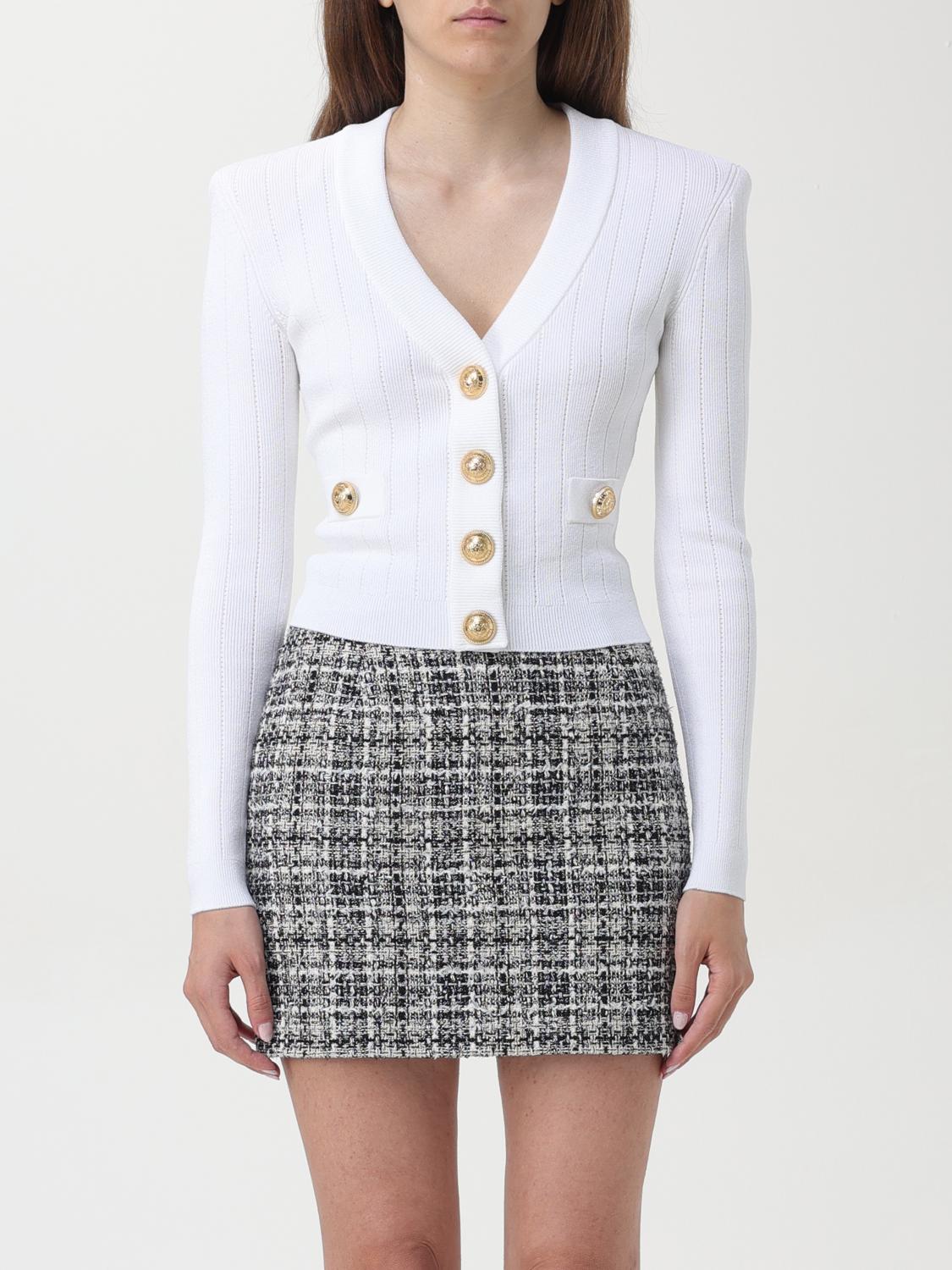 Balmain Women Buttoned V-necked Cardigan In Weiss